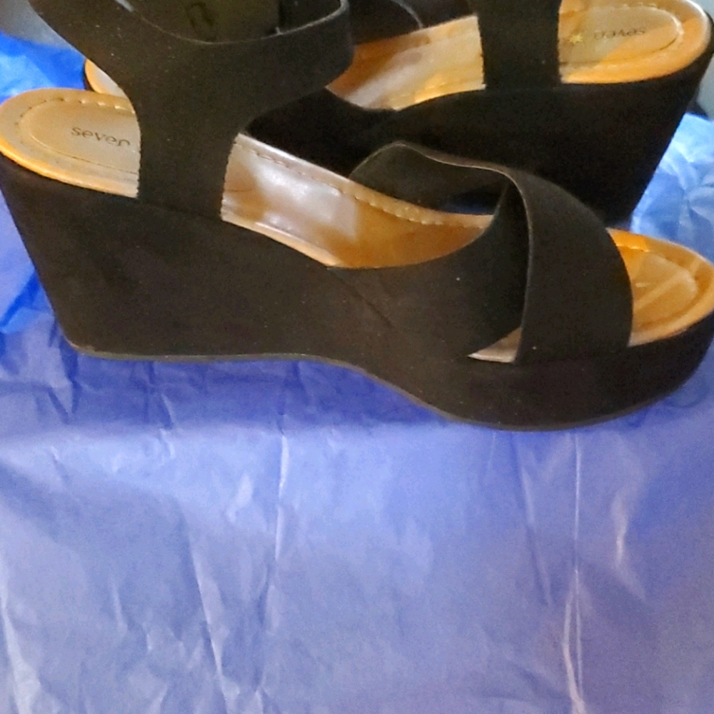 Black high heel wedges